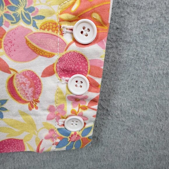 Talbots 12 Perfect Crop Pants Fruit & Flowers Pink Orange Button Cuffs Tropical - Picture 8 of 16